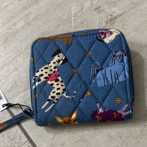 Quilted Blue Wallet with Dog Print..Vera Bradley 
Small zip around ..nwt